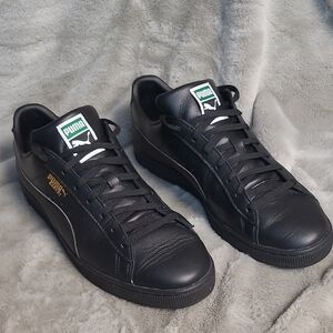 Puma Black Leather Basket Sneakers Mens Size 12